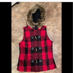 ❤️Red & Black Buffalo check winter vest